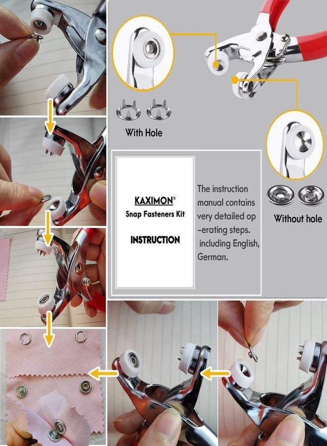 KAXIMON Snap Fasteners Kit 200 Sets, 9.5mm Fabric Snaps Clothing Snaps No Sewing,Stainless Steel Button Snaps with Snap Pliers for Metal Snaps, Press Studs Snap Fasteners Tool Kit for Fabric - Image 5